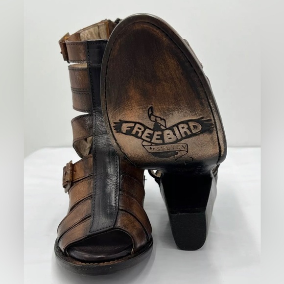freebird Shoes - Freebird Women's Gladiator Sandal Bootie FB-Breez Brown/Black Distressed